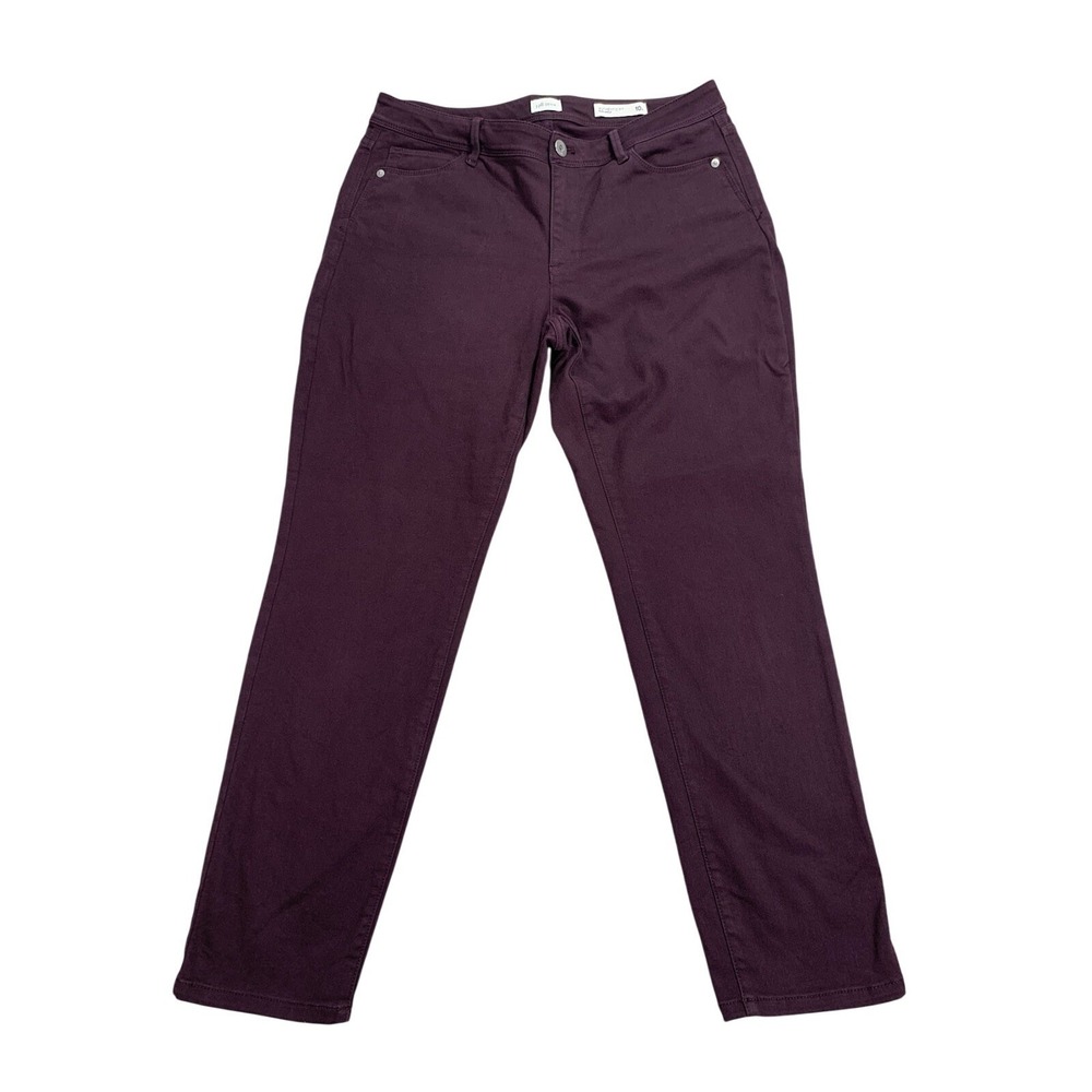J Jill Authentic Fit Slim Ankle Jeans Womens Size 10R Burgundy Stretch Denim